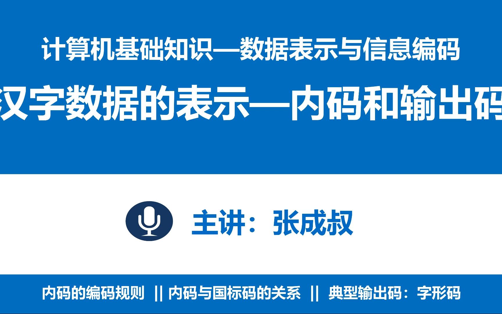 【张成叔主讲:计算机基础知识】第3章 数据的表示与信息编码 343 汉字的内码和输出码哔哩哔哩bilibili