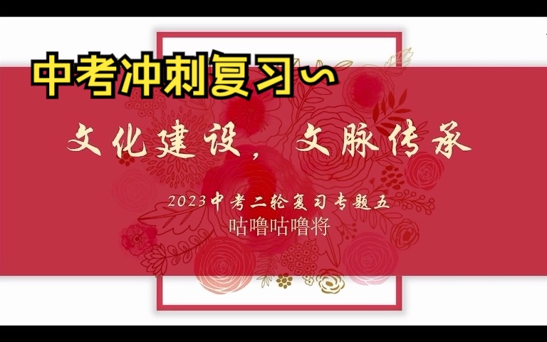 【中考】初中道德与法治冲刺复习 专题五 文化建设 文脉传承哔哩哔哩bilibili