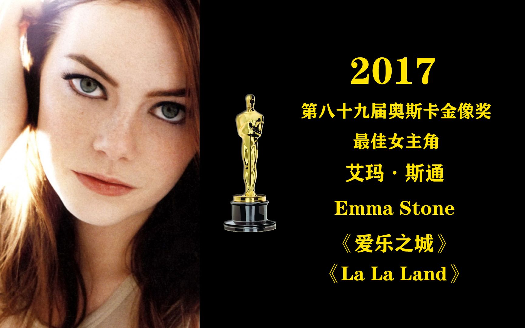 年第89届奥斯卡金像奖最佳女主角:艾玛·斯通 emma stone《爱乐之城》