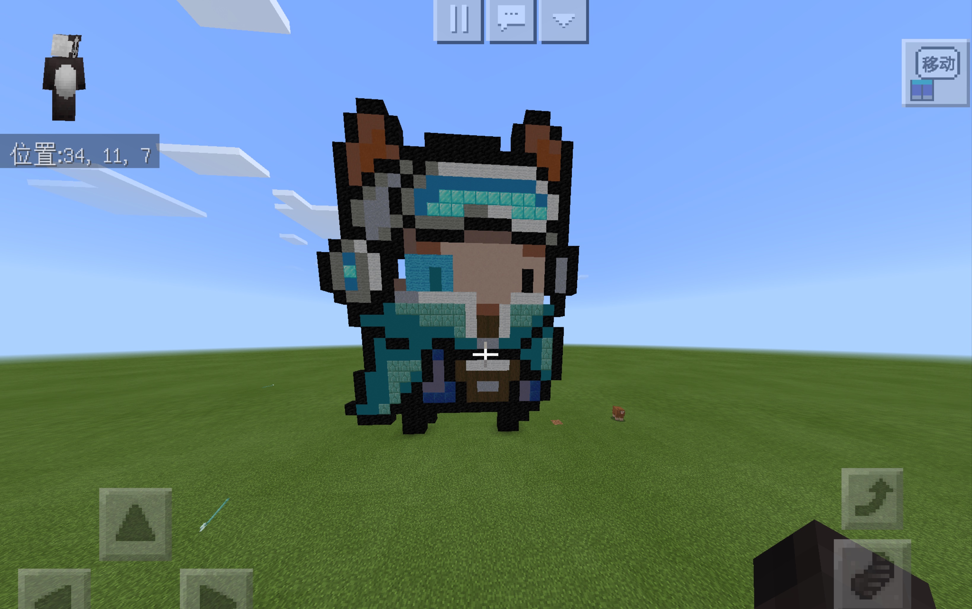 在minecraft世界中搭建元气骑士松鼠党皮肤雕像