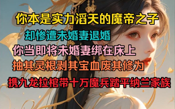 [图]你本是实力滔天的魔帝之子，却惨遭未婚妻退婚，你当即抽灵根剥宝血废掉未婚妻的修为，携九龙拉棺带十万魔兵踏平纳兰家族