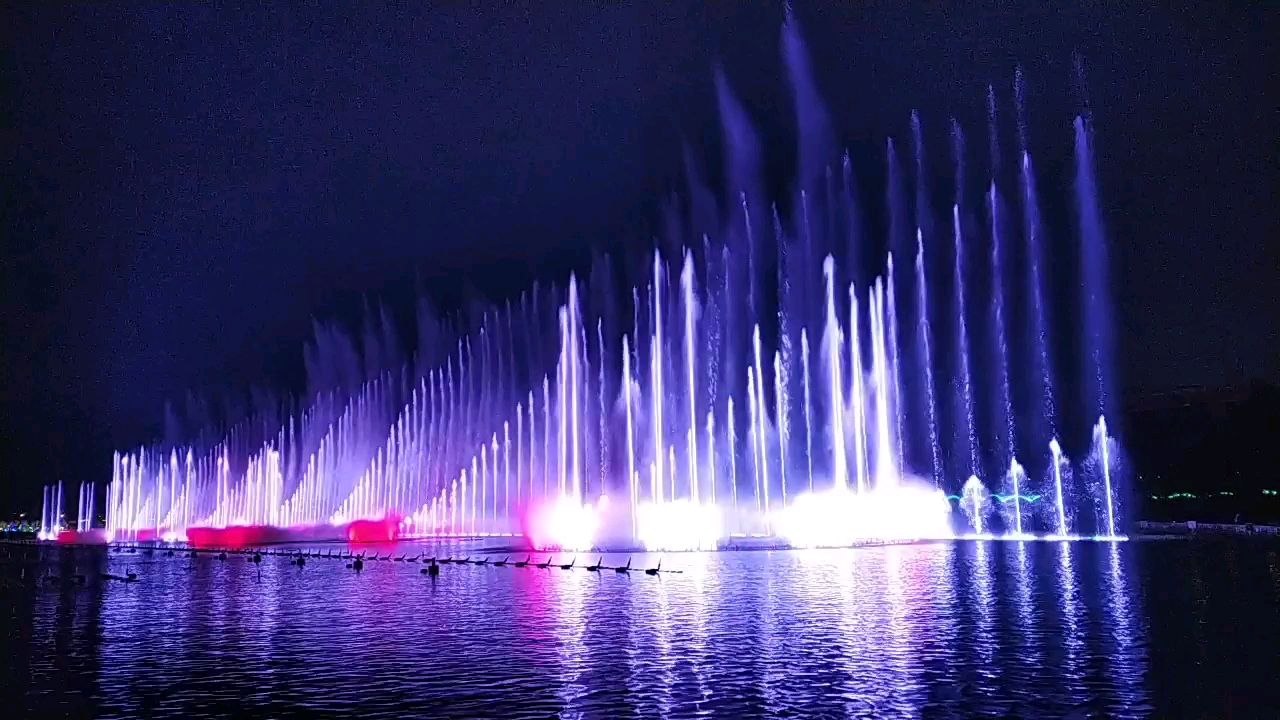 泰安夜景喷泉图片