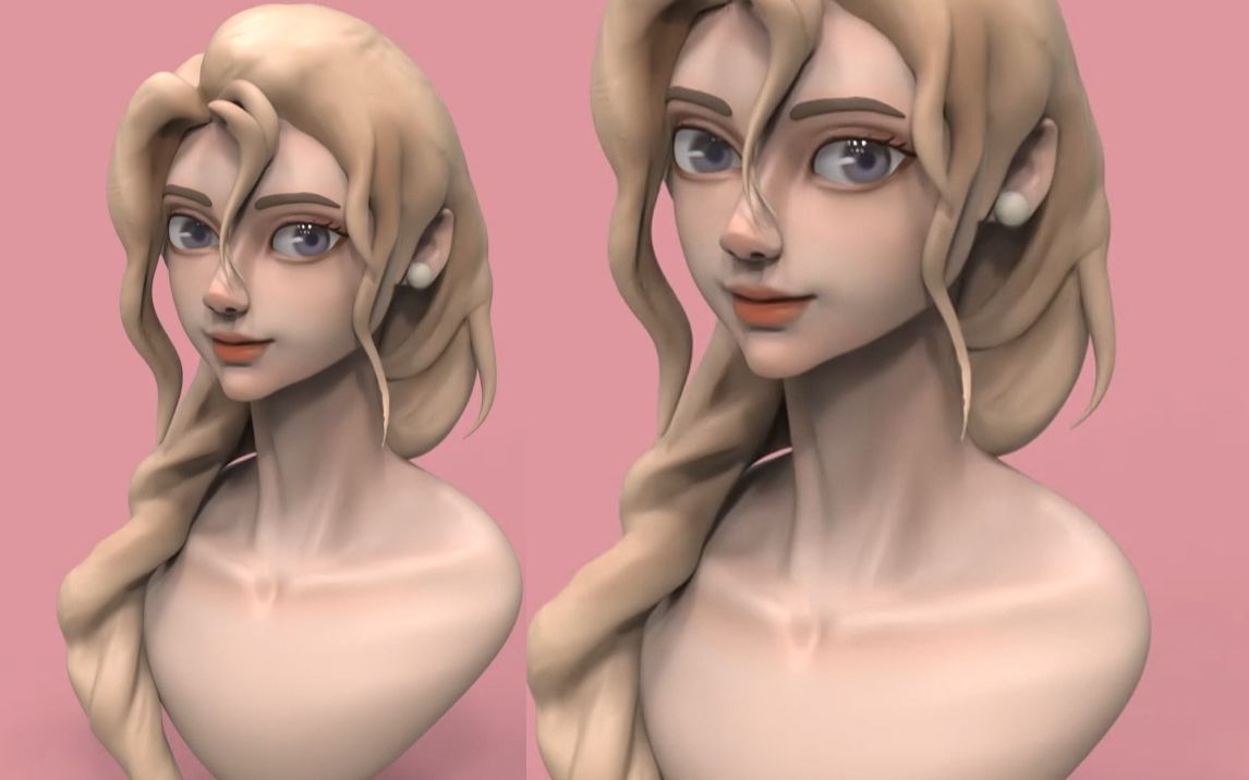 zbrush建模教程:女性角色高模雕刻全过程 零基础建模新手教程五官