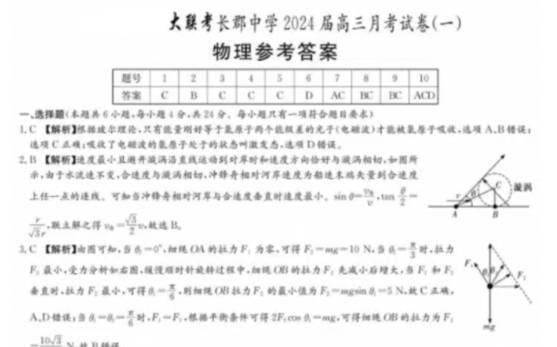 长郡中学2024届高三月考卷一物理/化学试题(在评论区)及答案哔哩哔哩bilibili