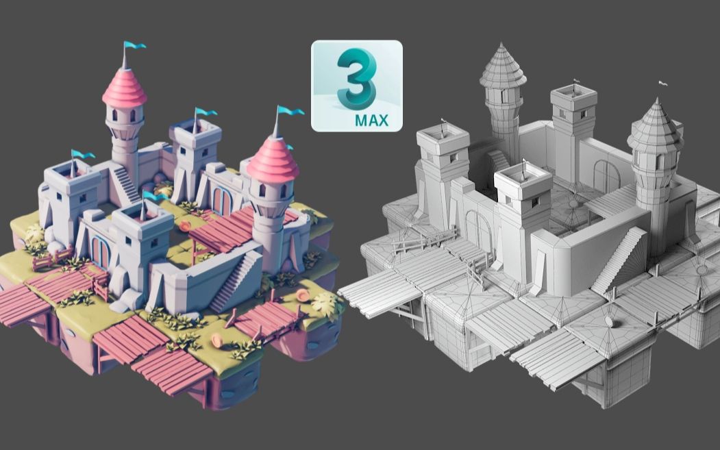 【3dmax建模】新手小场景建模教程,这样的一个城堡只要两小时教会你