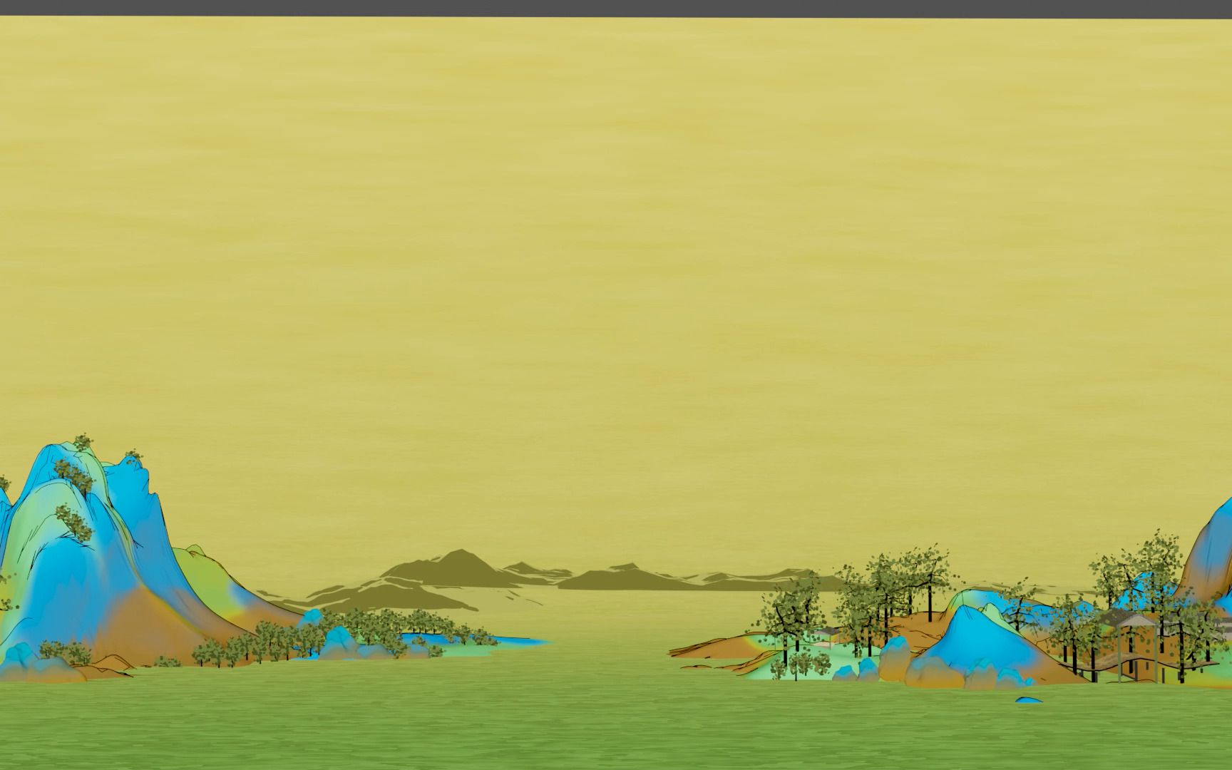 blender千里江山图 | 青绿山水的一种上色方案