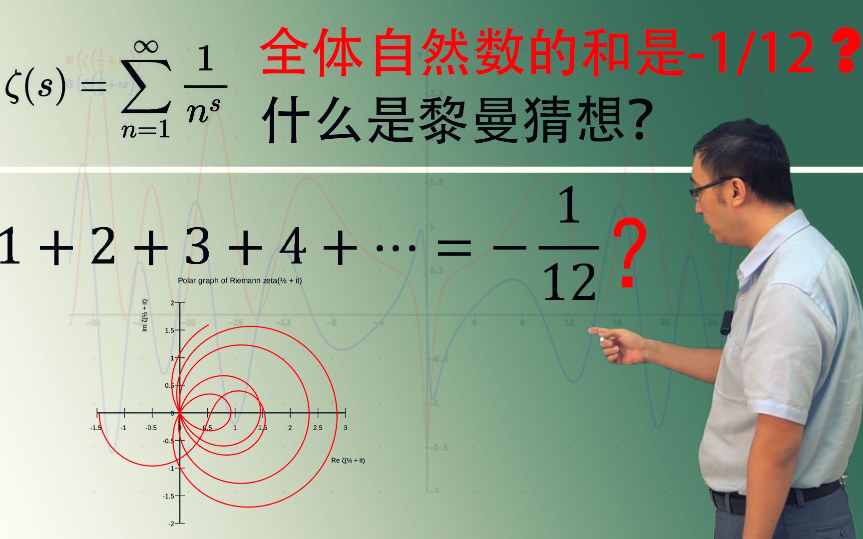 [图]1+2+3+4+...=-1/12？李永乐老师讲黎曼猜想（1）