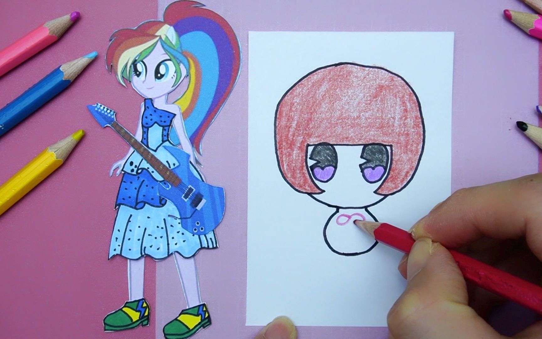 儿童创意简笔画手绘q版菲梦少女居丽紫色皇后组合也可以可爱