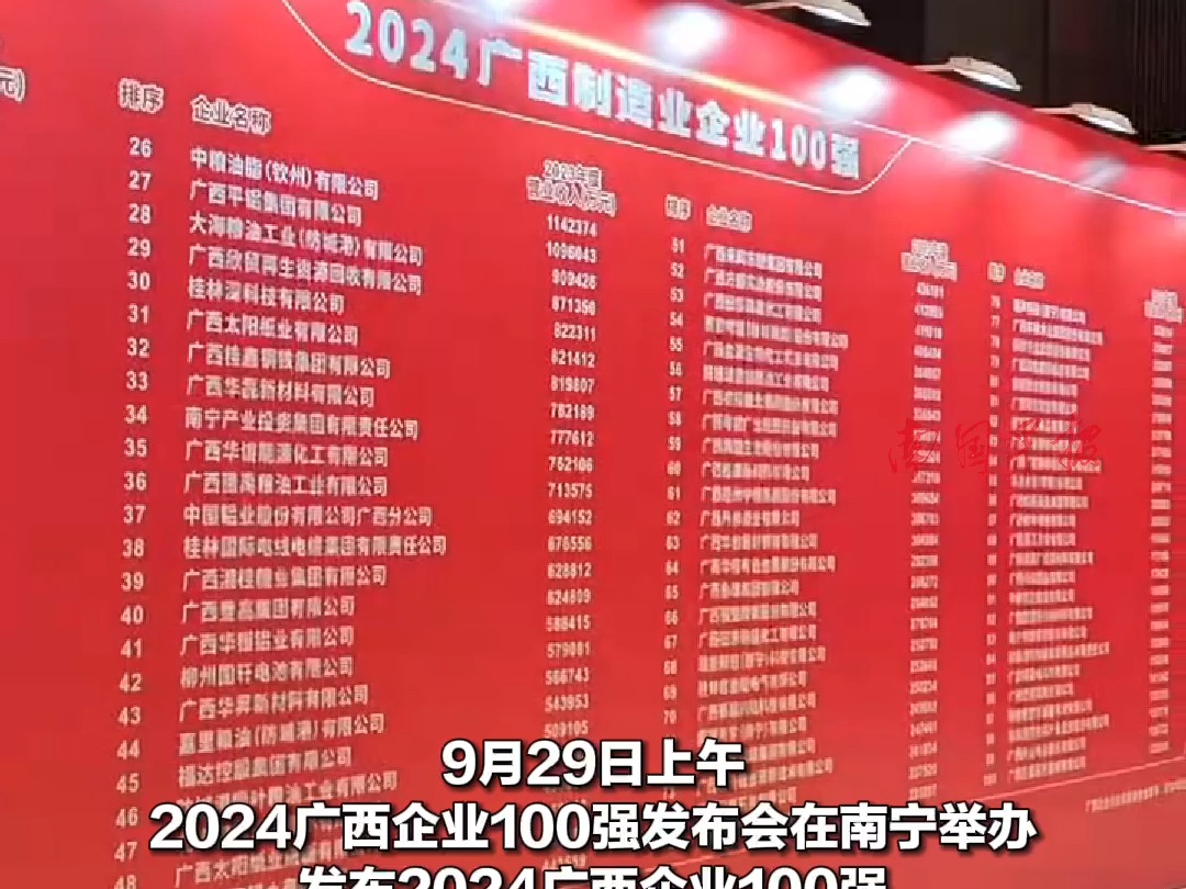 2024广西企业100强名单发布 百亿级企业扩容至49家哔哩哔哩bilibili