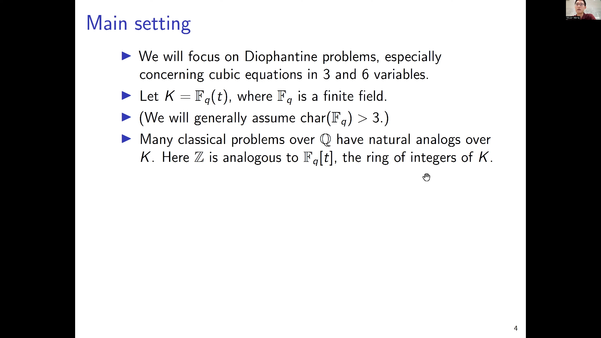wang sums of three cubes over a function field (ntws 198)
