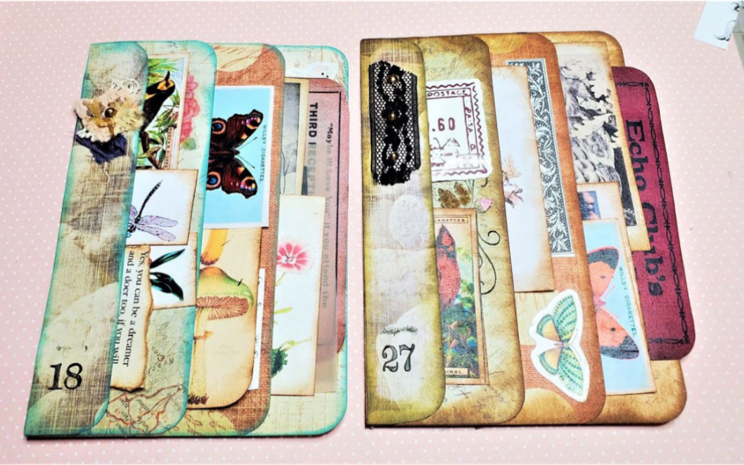 【Junk journal】三插袋手帐素材收纳袋 JJ内页装饰制作教程|SIDE LAYERED POCKETS Pretty Journal Page哔哩哔哩bilibili