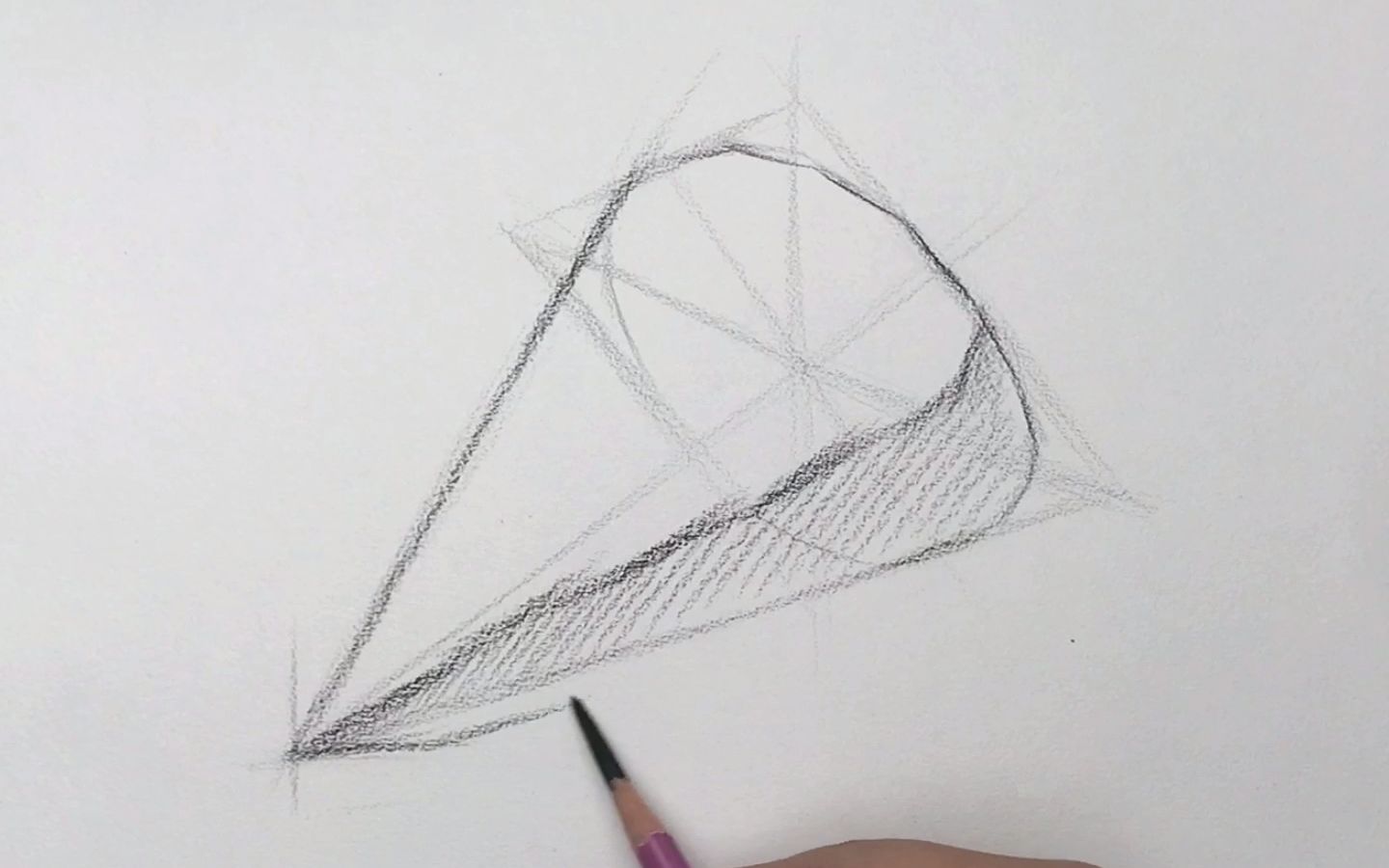 素描基础倒圆锥结构画法教程