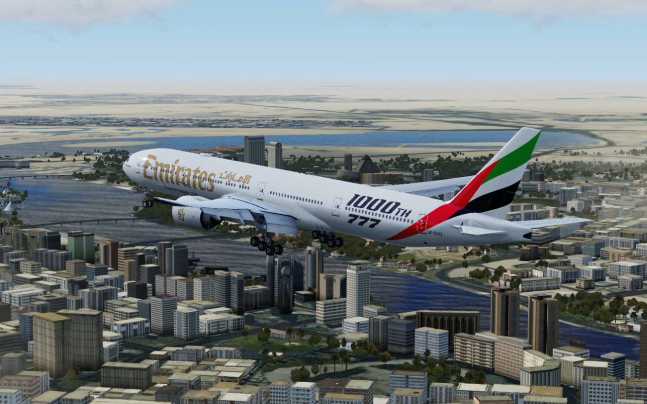 prepar3d v5 阿联酋航空波音777降落迪拜国际机场