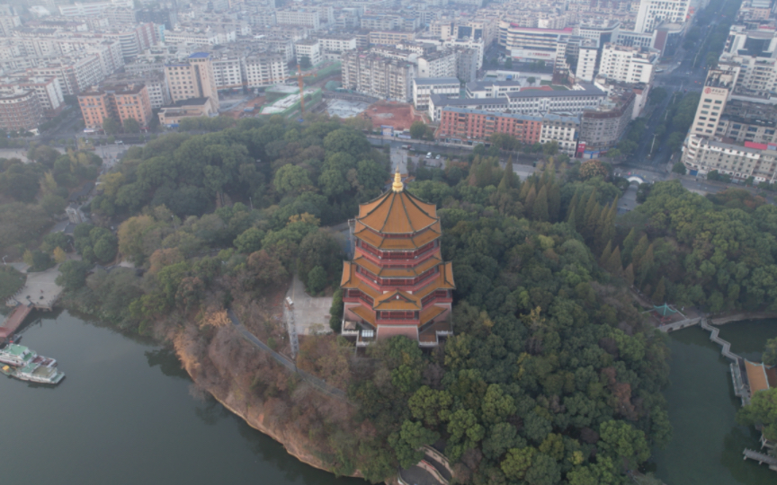 鹰潭公园北极阁无人机航拍甩尾