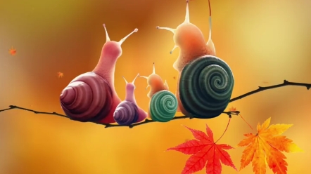 一家四口蜗牛撑伞图片图片