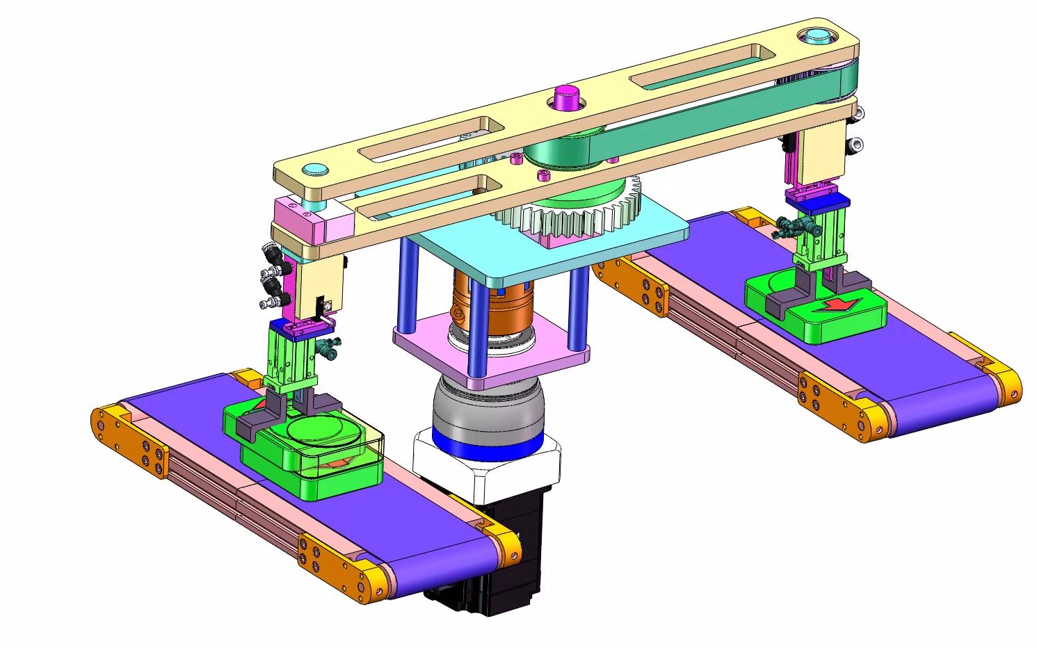 180度旋转取料机构,工件旋转如何自转?