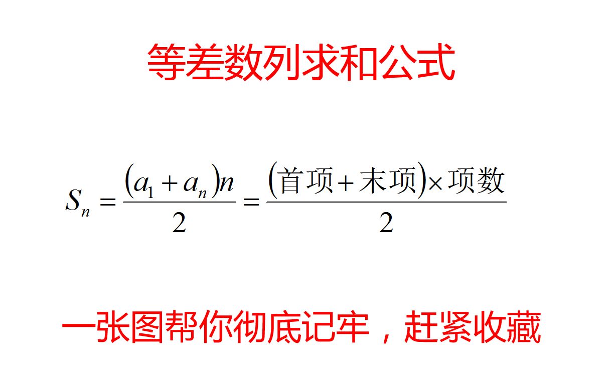 一张图帮你彻底记牢,等差数列求和公式,赶紧收藏哔哩哔哩bilibili