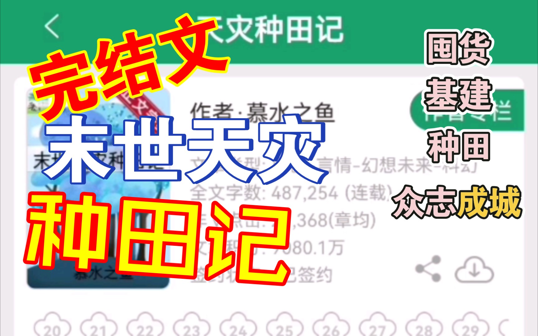 [图][完结文推荐]“重生”女主天灾末世囤货种田文（有金手指）