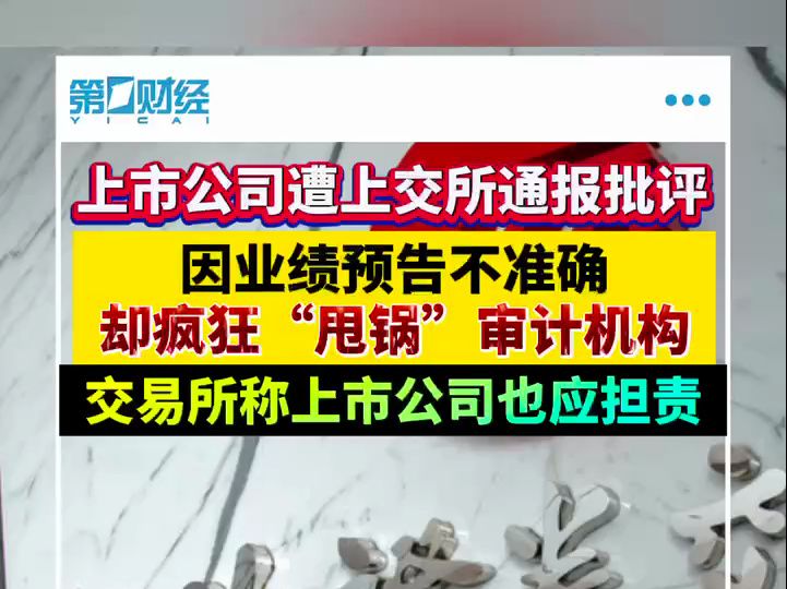 上市公司遭上交所通报批评 因业绩预告不准确,却疯狂“甩锅”审计机构哔哩哔哩bilibili