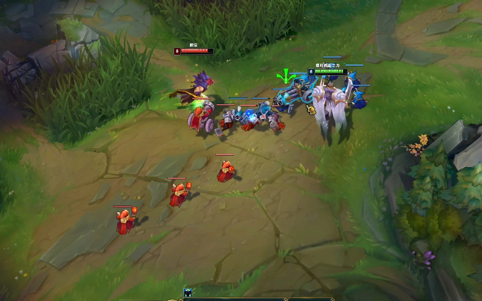 盖伦对线腕豪,后期移速起来以后,分两次斩杀