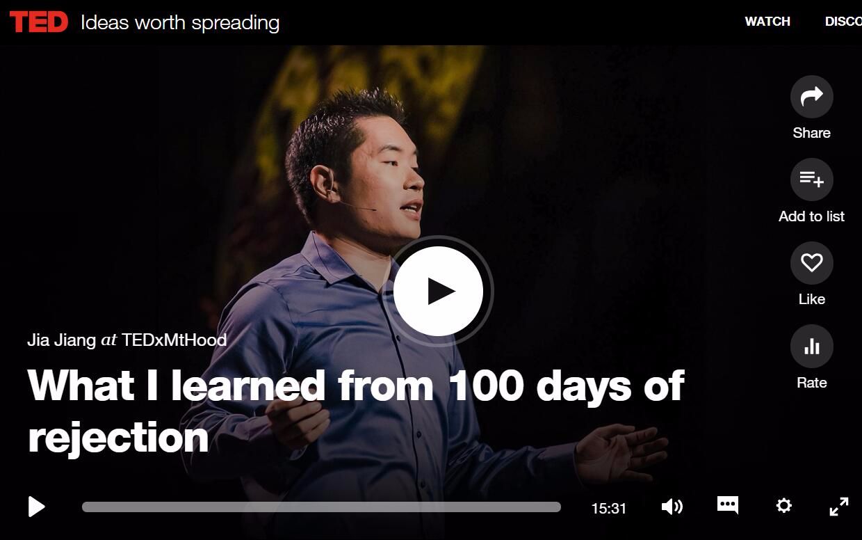 [图]【TED】中文字幕 被连续拒绝一百天是种怎样的体验？ What I learned from 100 days of rejection