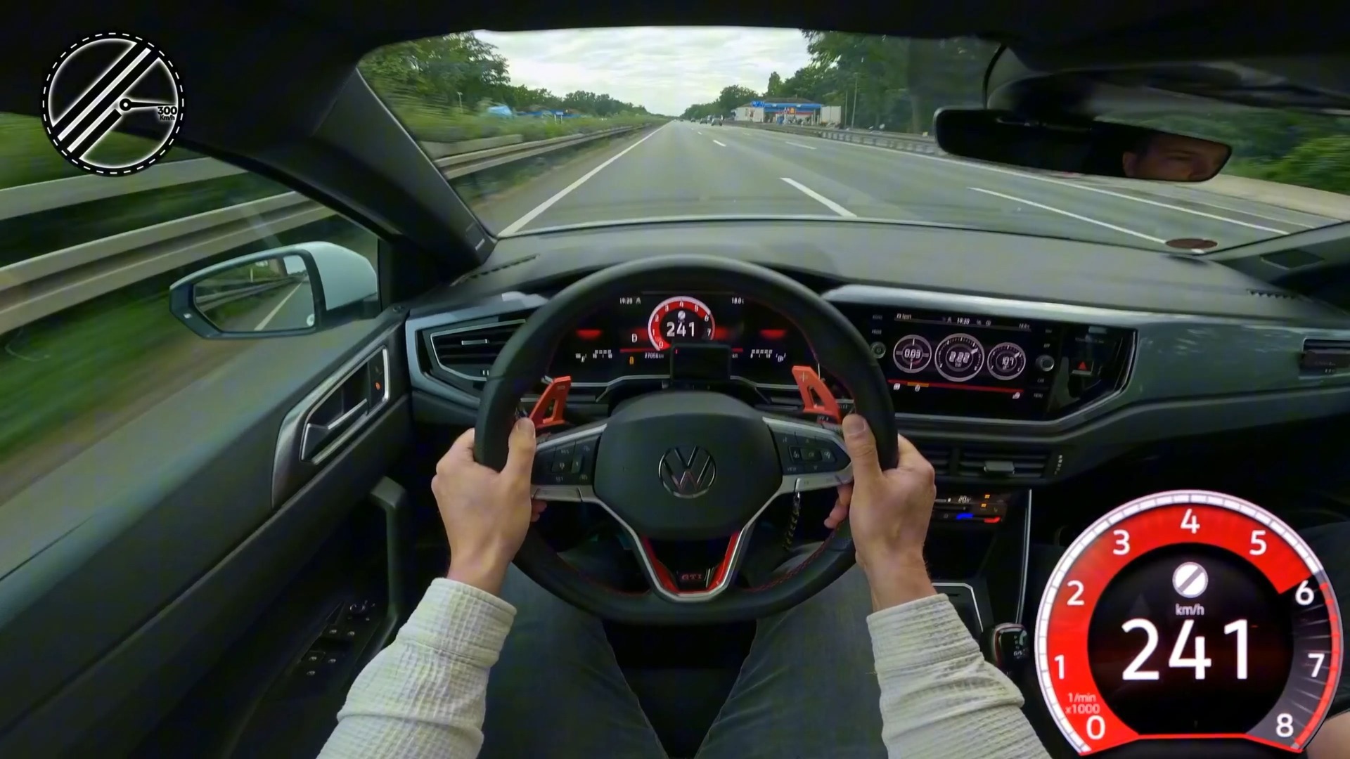 大众Polo GTI 207马力 德国无限速高速公路  第一视角最高时速测试