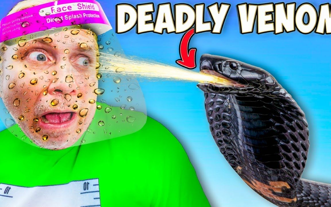 太疯狂了!当眼镜蛇攻击并吐毒液时瞬间.