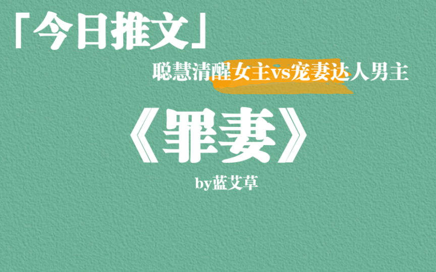 《罪妻》by蓝艾草,聪慧清醒女主vs宠妻达人男主,女主小丫鬟,男主小军官,先婚后爱,日常温馨风哔哩哔哩bilibili