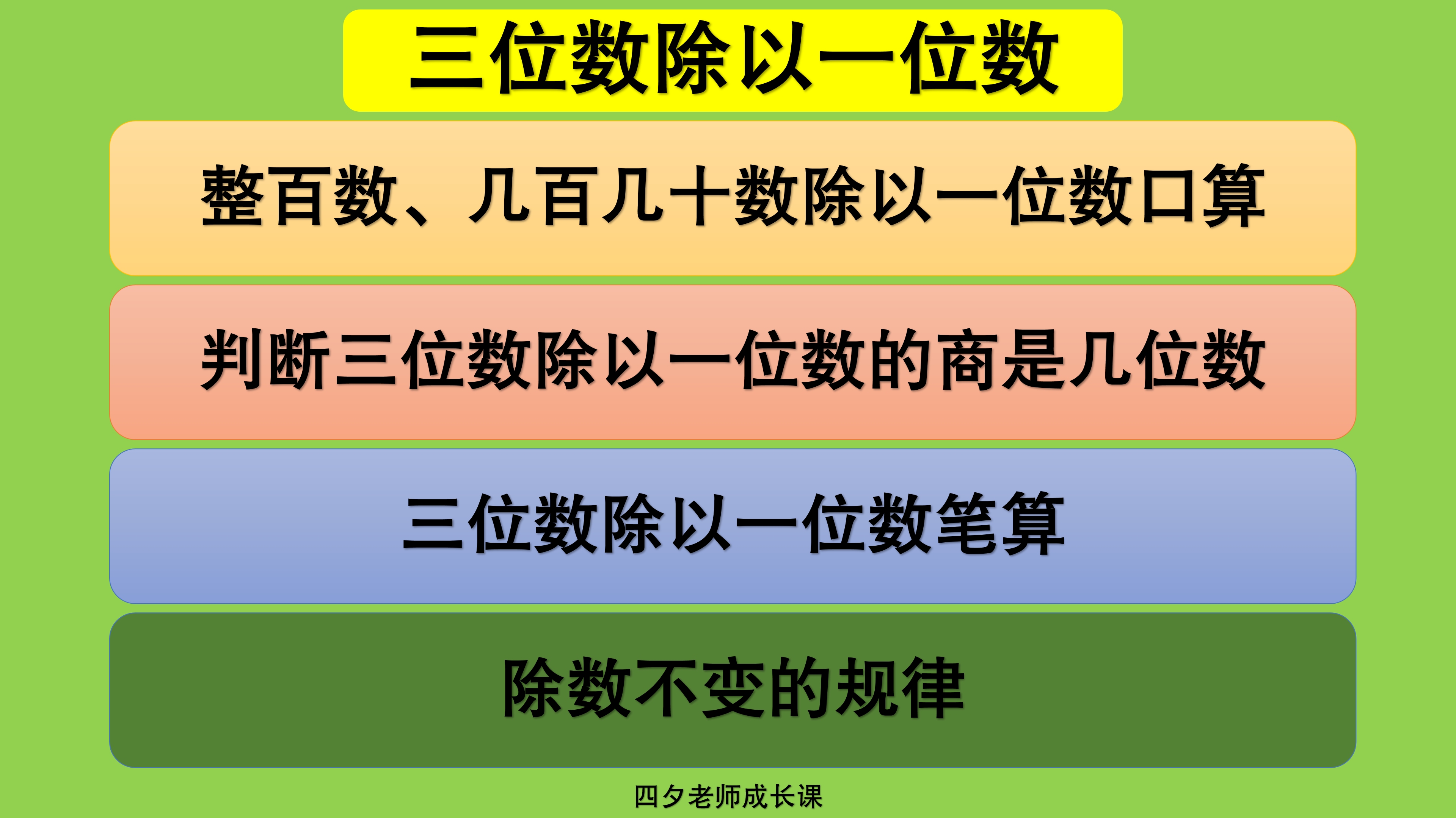 [图]三年级数学：三位数÷一位数（口算、笔算、商是几位数，除数不变