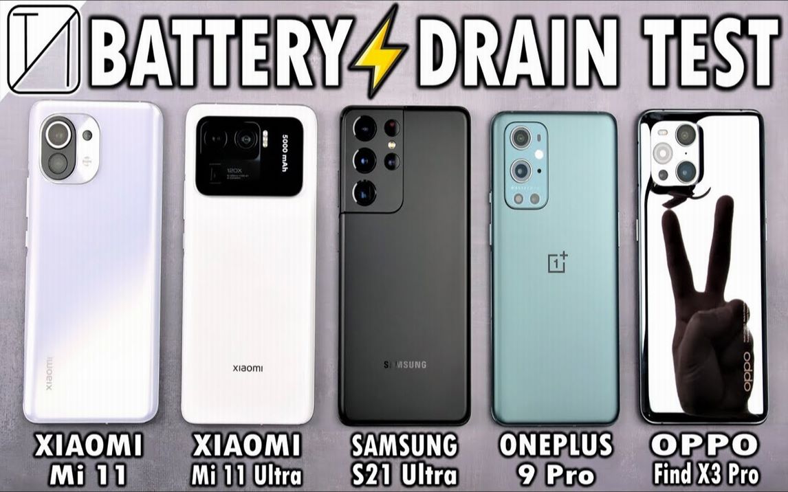 [图]Xiaomi Mi 11 vs Mi 11 Ultra S21 Ultra OnePlus 9 Pro Oppo Find X3 Pro Battery Lif