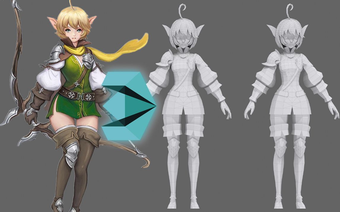 二次元人物建模 3dmax精灵猎手角色模型制作教程