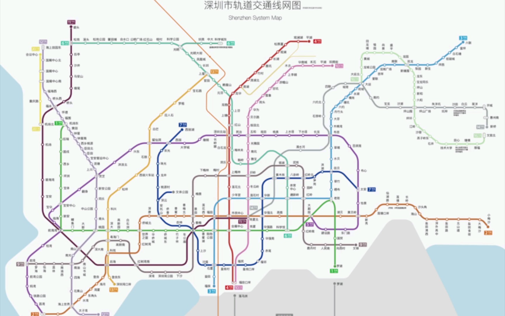 深圳地铁2022年线路图