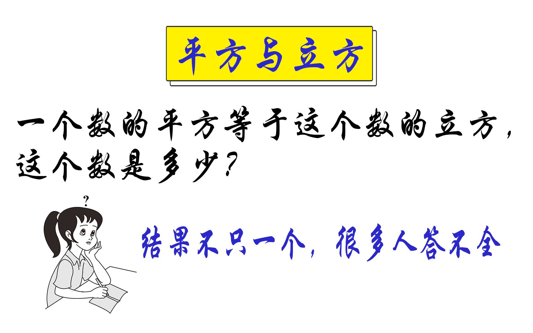 【初中數學】一個數的平方等於這個數的立方,這個數是多少?