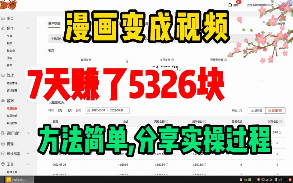 在B站把漫画小说做成视频,7天赚了5326元,方法简单,分享实操过程,普通人可做哔哩哔哩bilibili