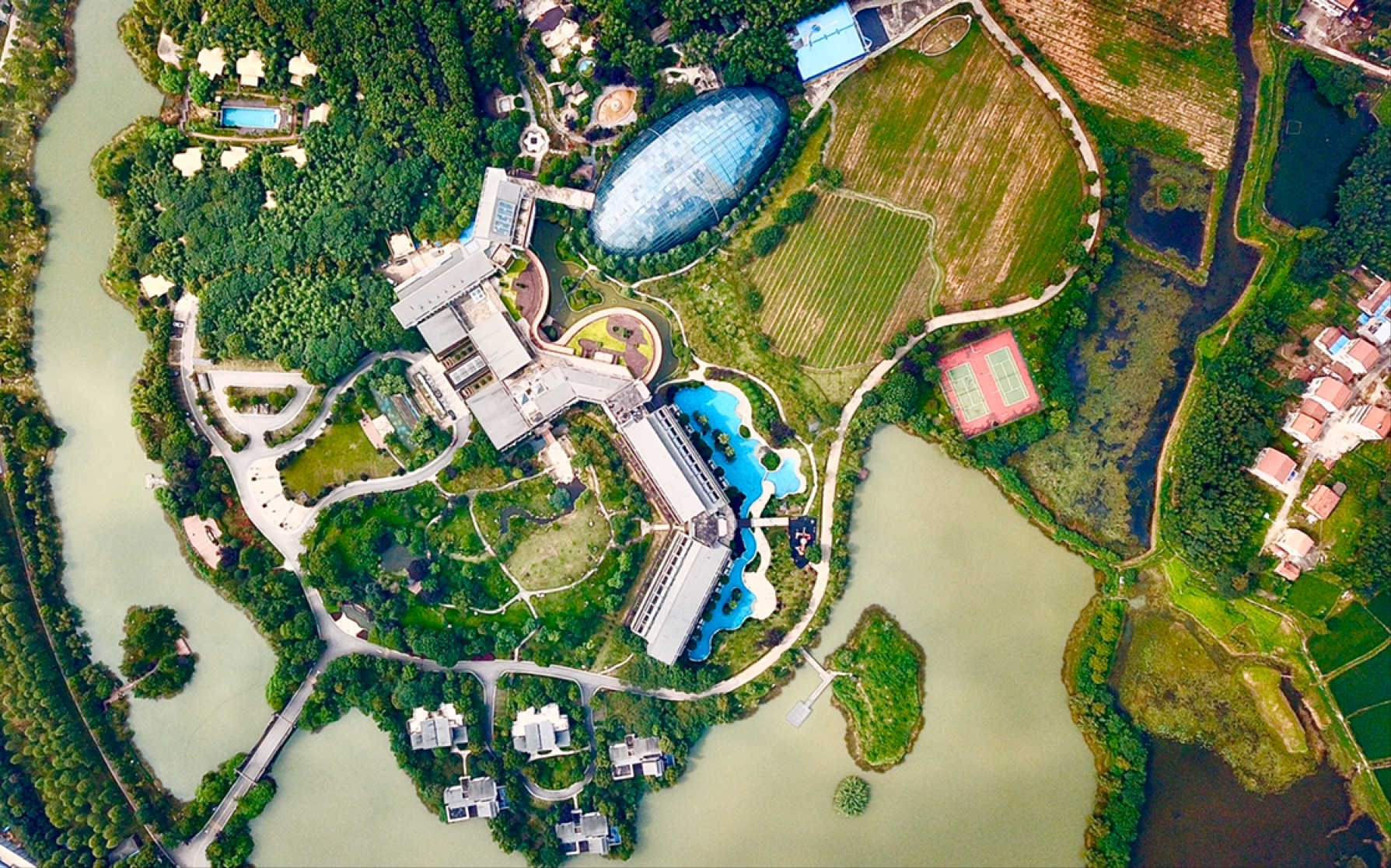 航拍湖北省旅游景点#悦兮半岛.