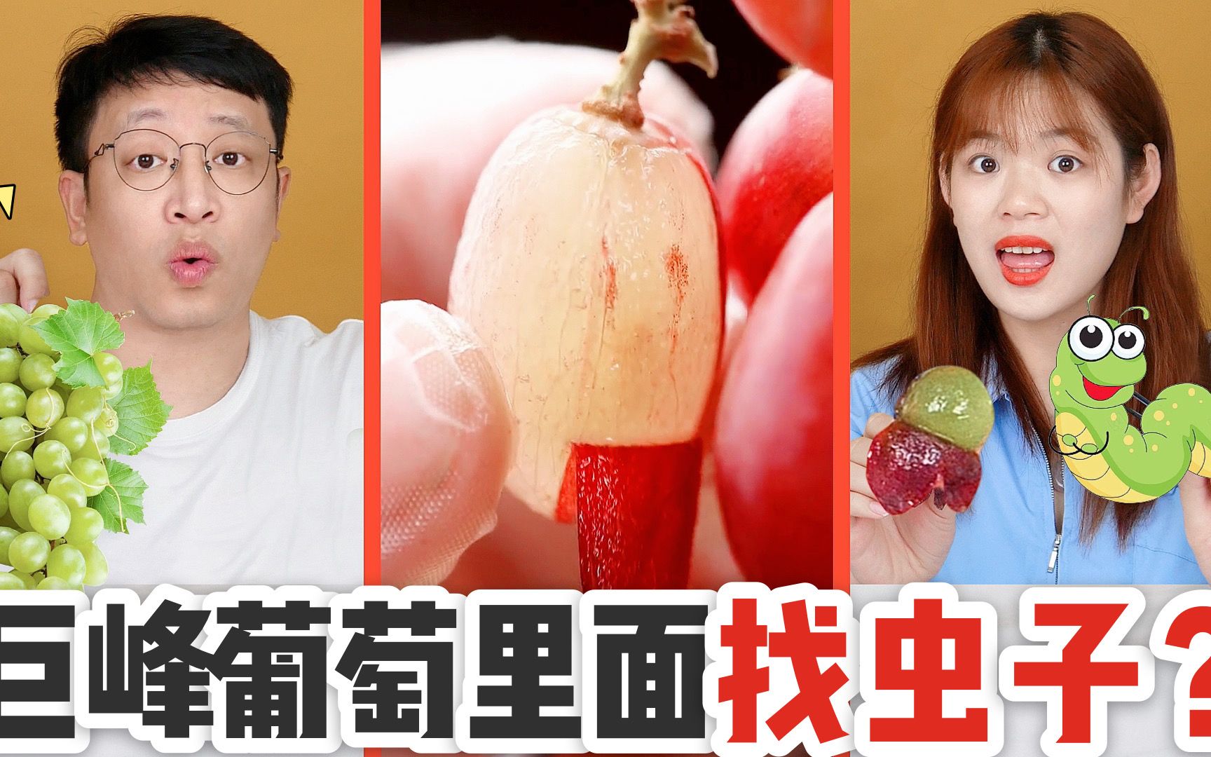 [图]解压剥巨峰葡萄挑战！牙签一片片果肉挑出来，真的能找到虫子吗？