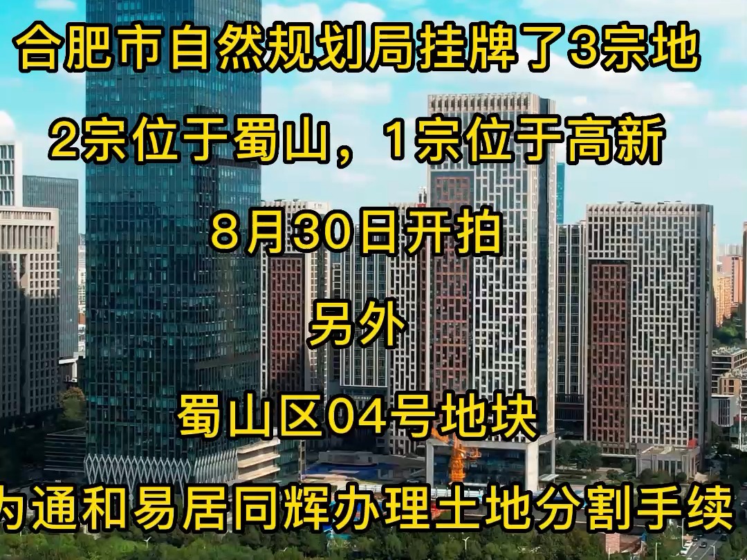 3宗地挂牌!合肥8月供地计划出炉哔哩哔哩bilibili