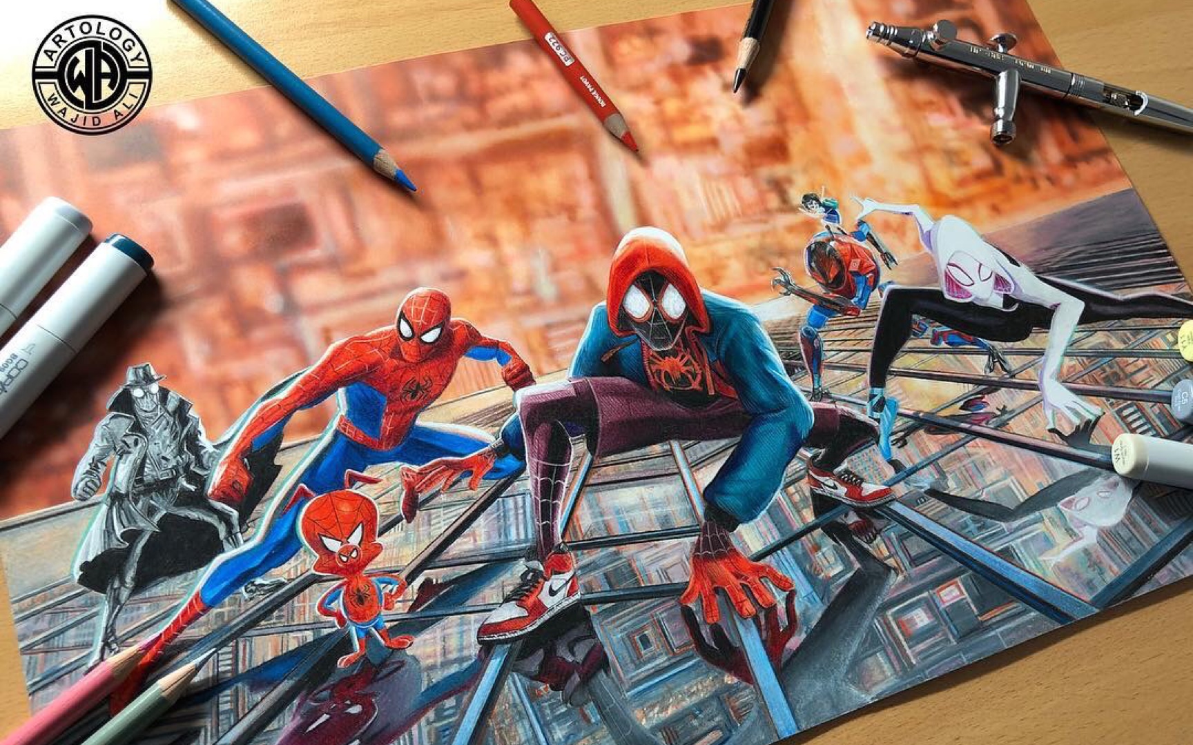 彩铅手绘蜘蛛侠平行宇宙绘制视频教程