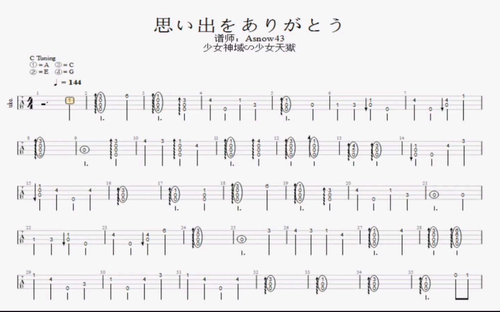 [图]【尤克里里/少女神域∽少女天獄】思い出をありがとう 尤克里里指弹