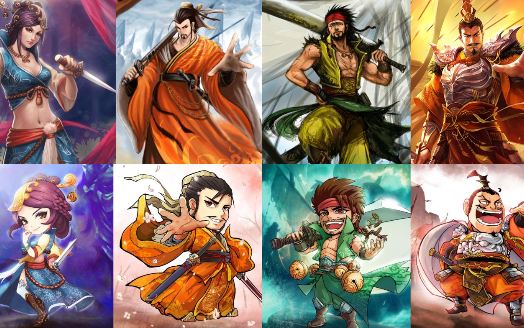 三国杀原画与q版形象对比(一)_三国杀