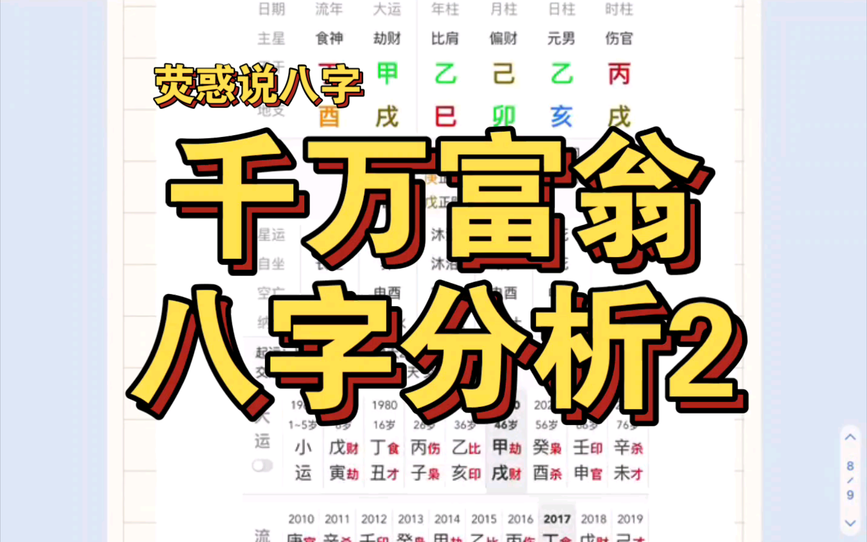 荧惑说八字|千万富翁八字分析2哔哩哔哩bilibili