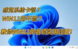 Download Video: 感觉系统卡顿？WIN11用不惯？教你WIN11的各项实用设置！