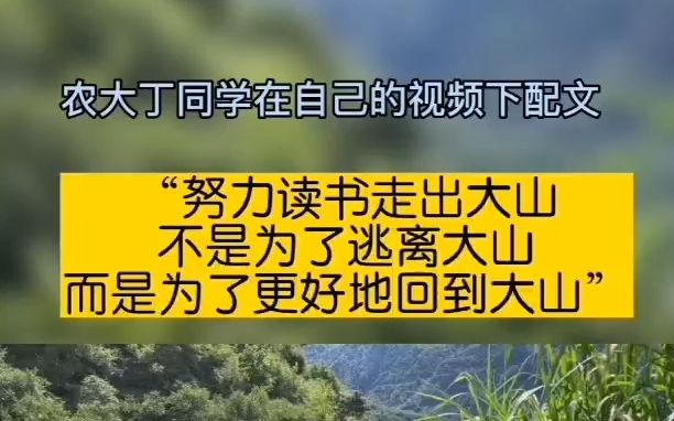 努力读书走出大山不是为了逃离大山,而是为了更好地回到大山哔哩哔哩bilibili