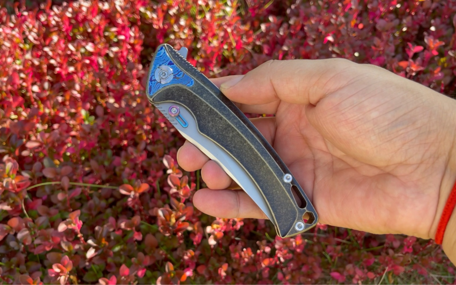 ch折刀 公爵 m390款 钛合金复古 古铜色 折叠刀