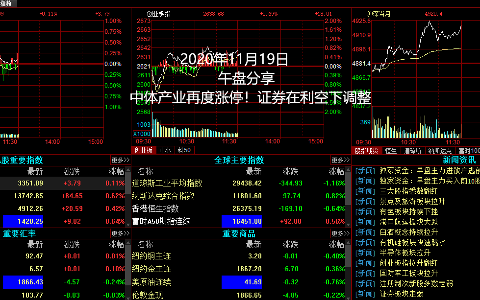 20201119,午,中体产业再度涨停!证券在利空下调整哔哩哔哩bilibili