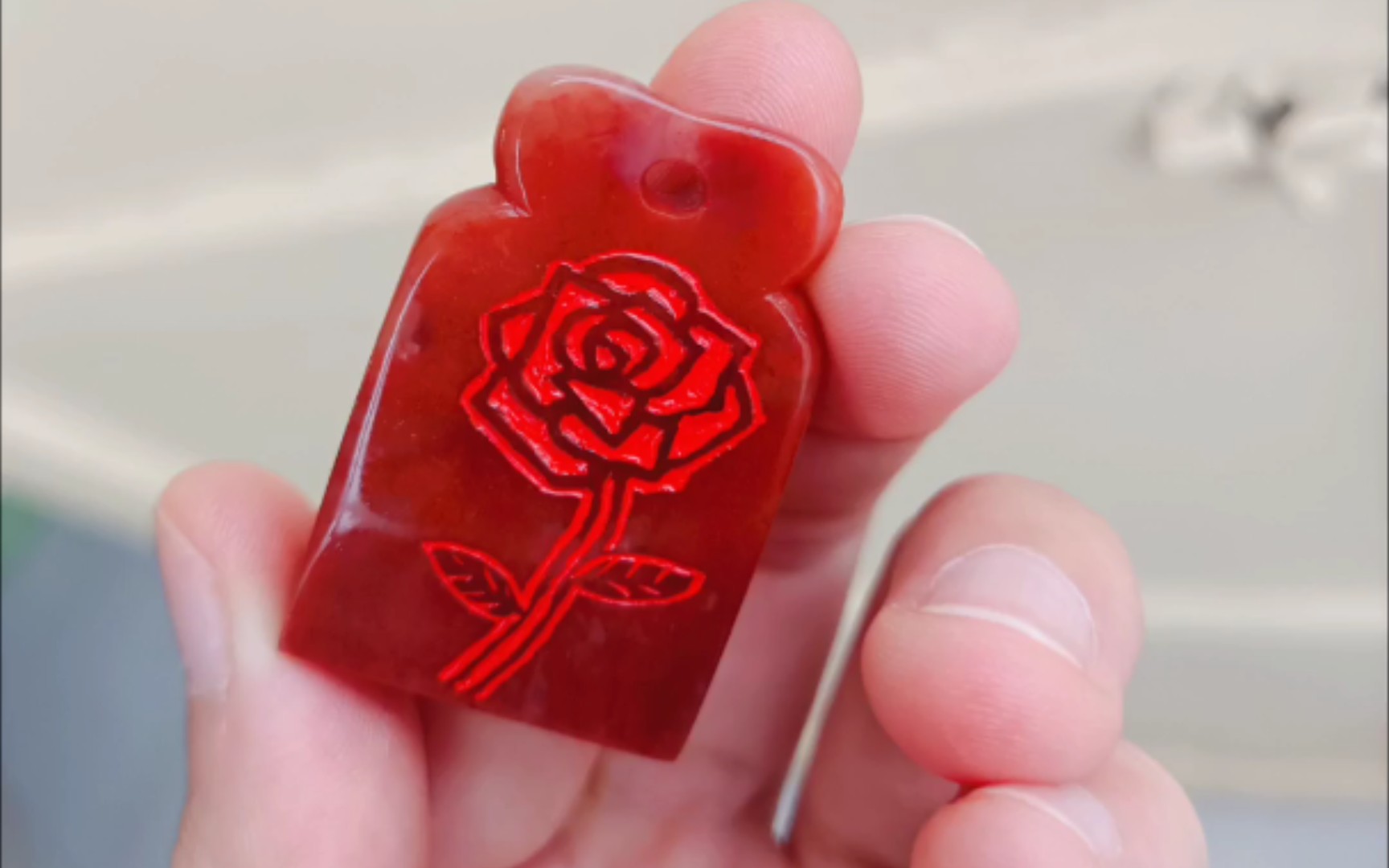 【手工篆刻】玫瑰花薄意(2)(吊坠印章)