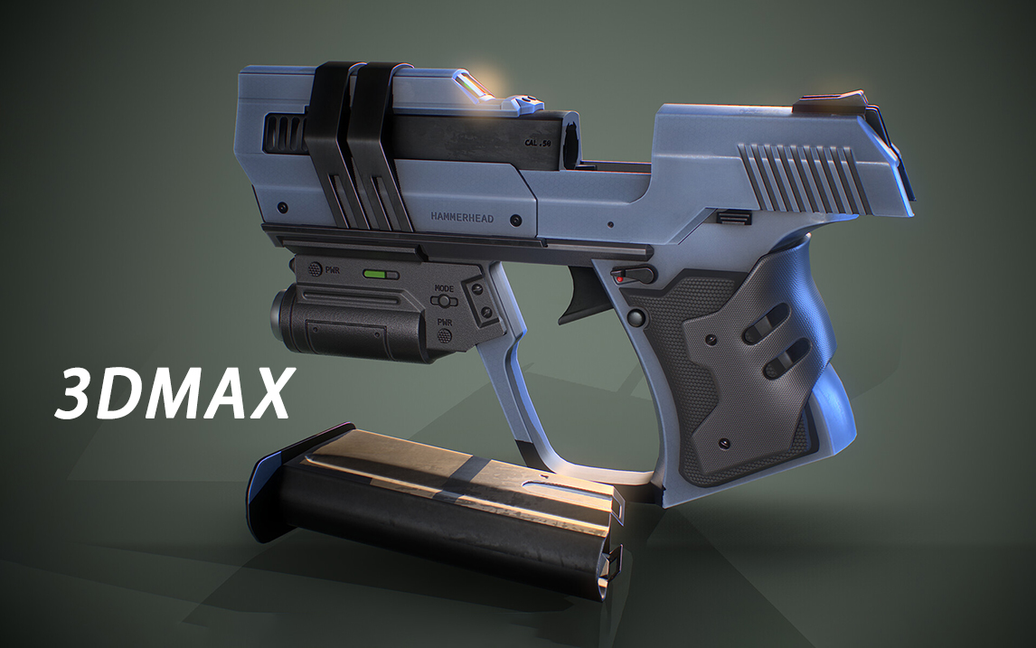 【3dmax教程】次世代建模流程教学,手枪模型制作讲解,硬表面卡线技巧