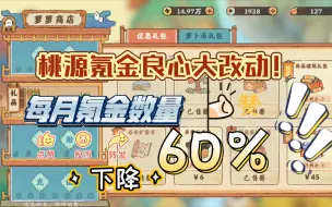 桃源氪金良心大改动！每月氪金数量下降60%！