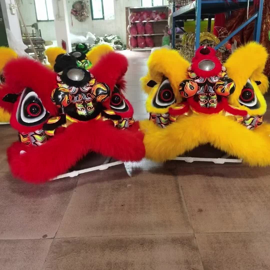 佛山舞狮头醒狮头佛桩精品高档3号羊毛狮子南狮成人龙狮表演道具6843