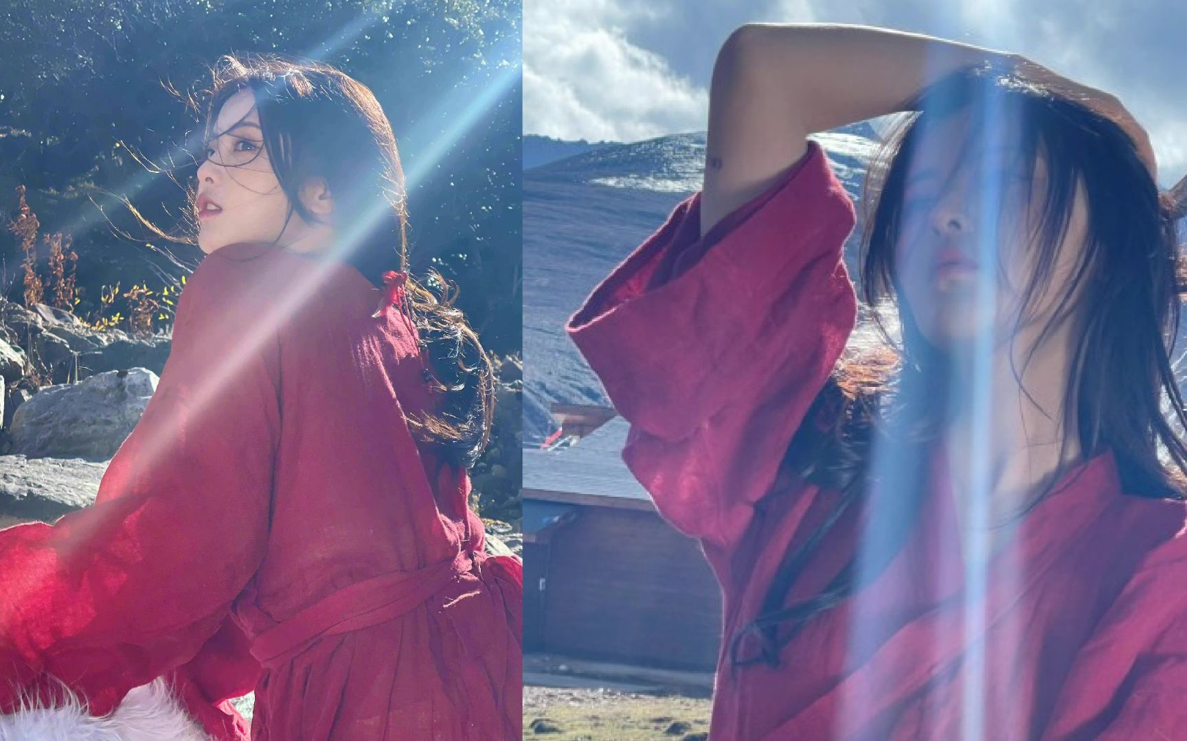 杨超越一袭红衣变身神明少女 温暖灿烂